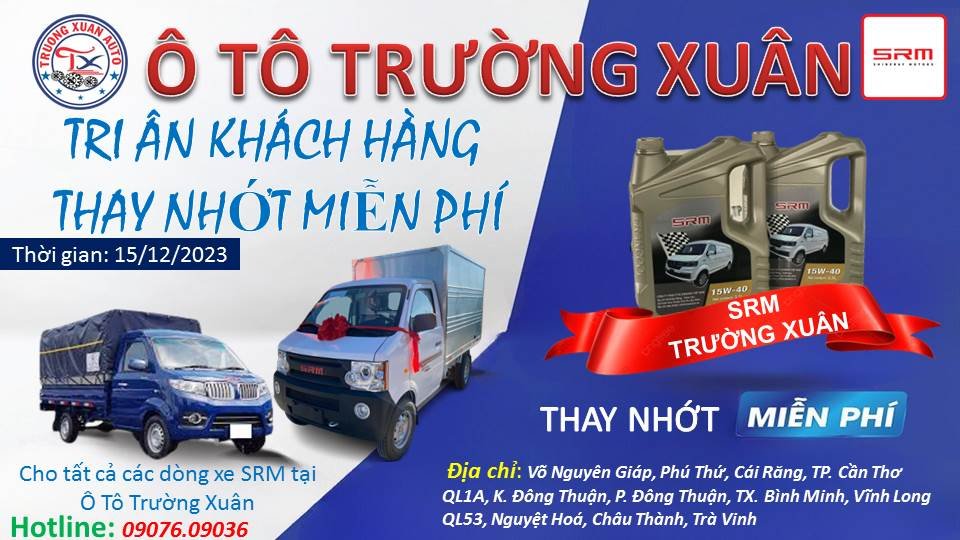 CHƯƠNG TRÌNH THAY NHỚT MIỄN PHÍ xe SRM ngày 15/12/2023